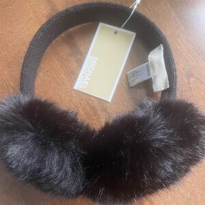 Brand New with Tags - Michael Kors Elegant Black Faux Fur Earmuffs